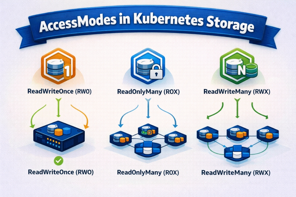 AccessModes in Kubernetes Storage infographic