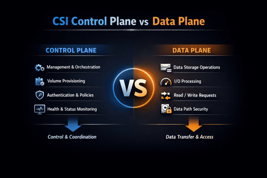 CSI Control Plane vs Data Plane infographic