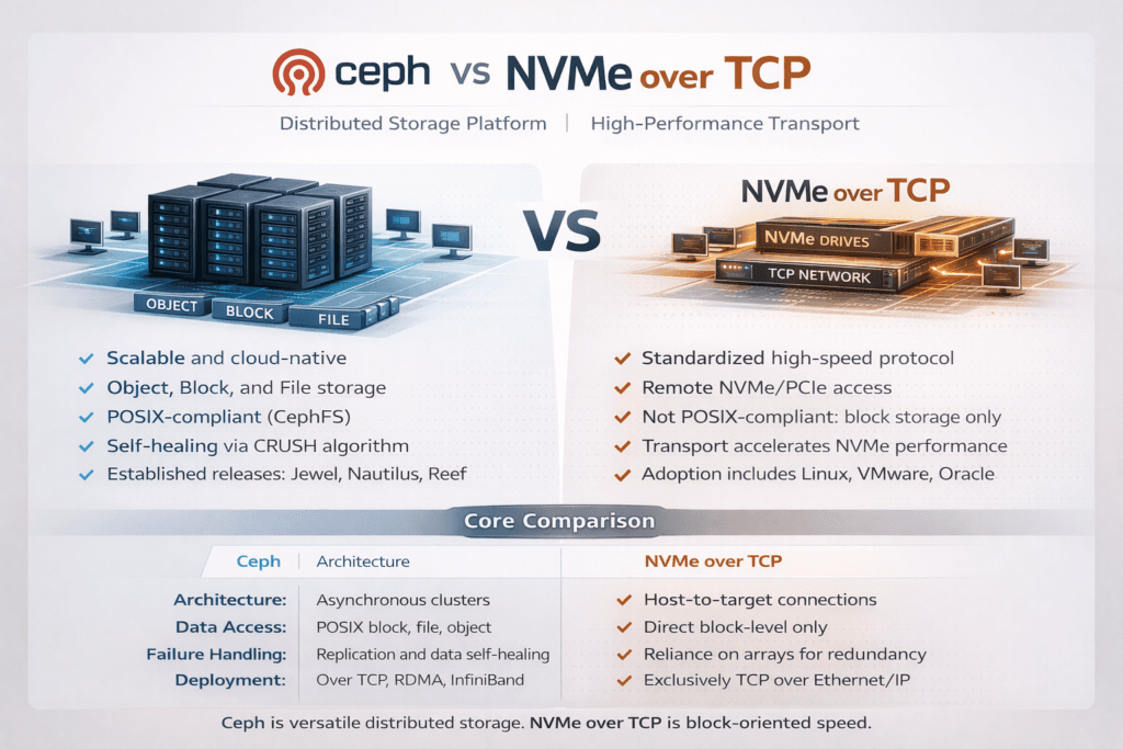 Ceph vs NVMe over TCP infographic