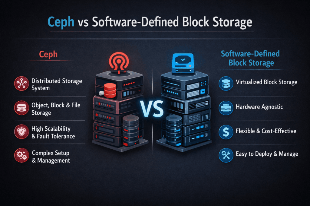 Ceph vs Software-Defined Block Storage infographic