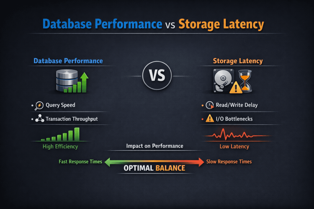 Database Performance vs Storage Latency infographic