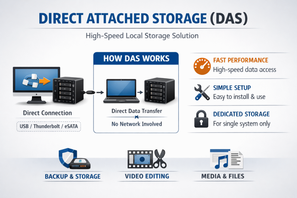 Direct Attached Storage (DAS) infographic
