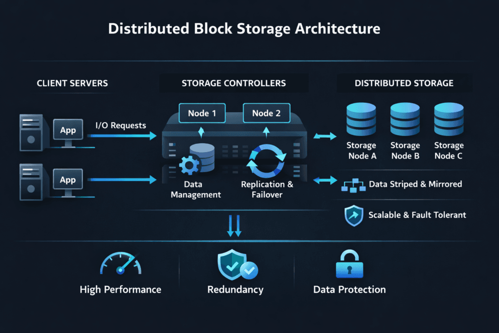 Distributed Block Storage Architecture infographic