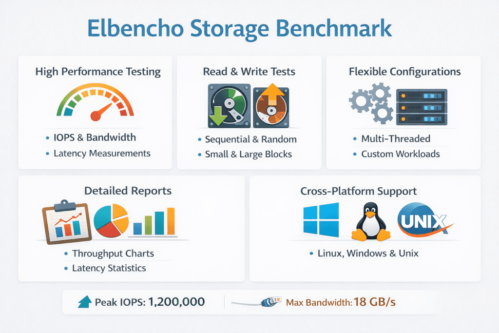 Elbencho Storage Benchmark infographic