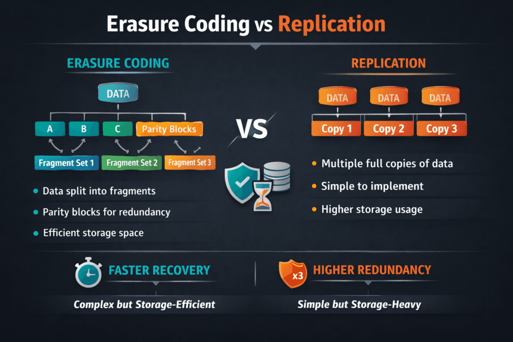 Erasure Coding vs Replication infographic