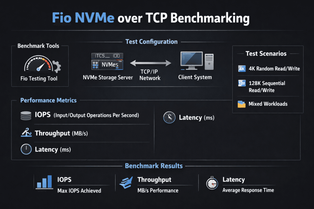 Fio NVMe over TCP Benchmarking infographic