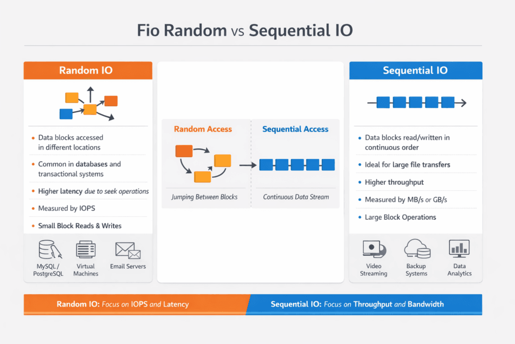 Fio Random vs Sequential IO infographic