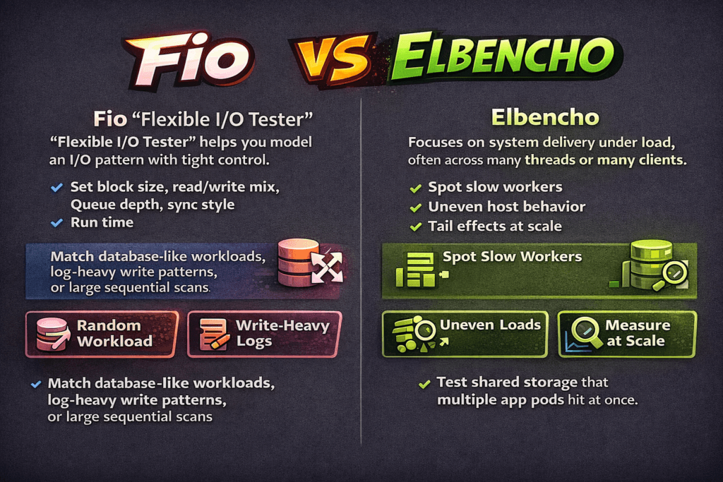 Fio vs Elbencho infographic