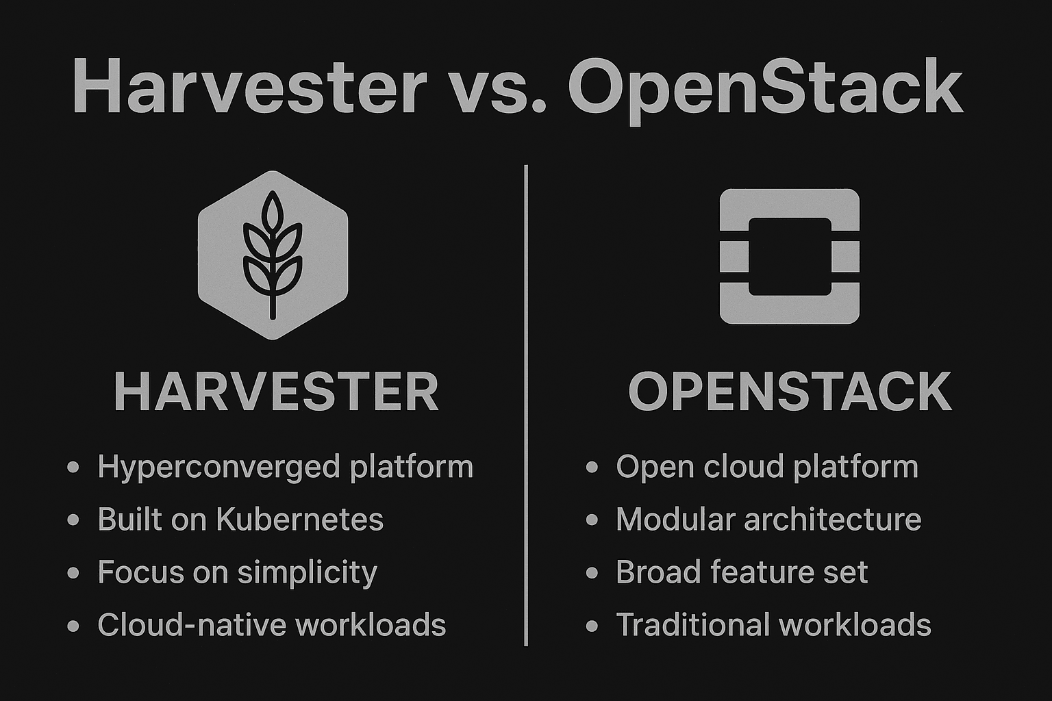 Harvester vs openstack infographics