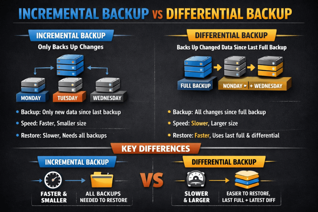 Incremental Backup vs Differential infographic