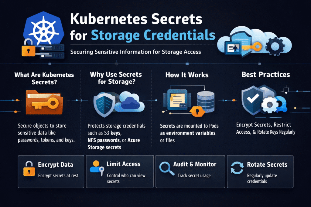 Kubernetes Secrets for Storage Credentials infographic
