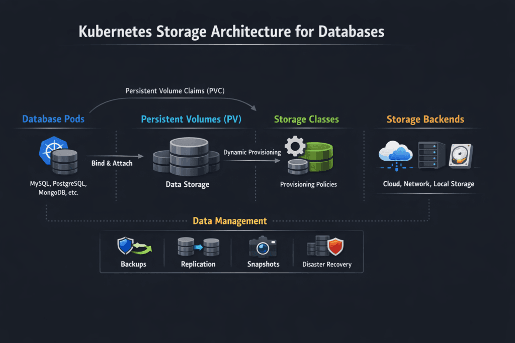 Kubernetes Storage Architecture for Databases infographic