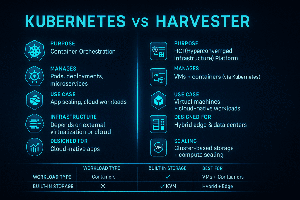 Kubernetes vs Harvester infographics