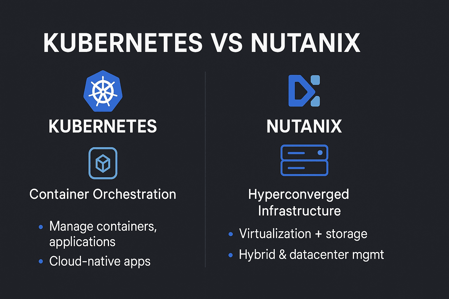 Kubernetes vs Nutanix infographics