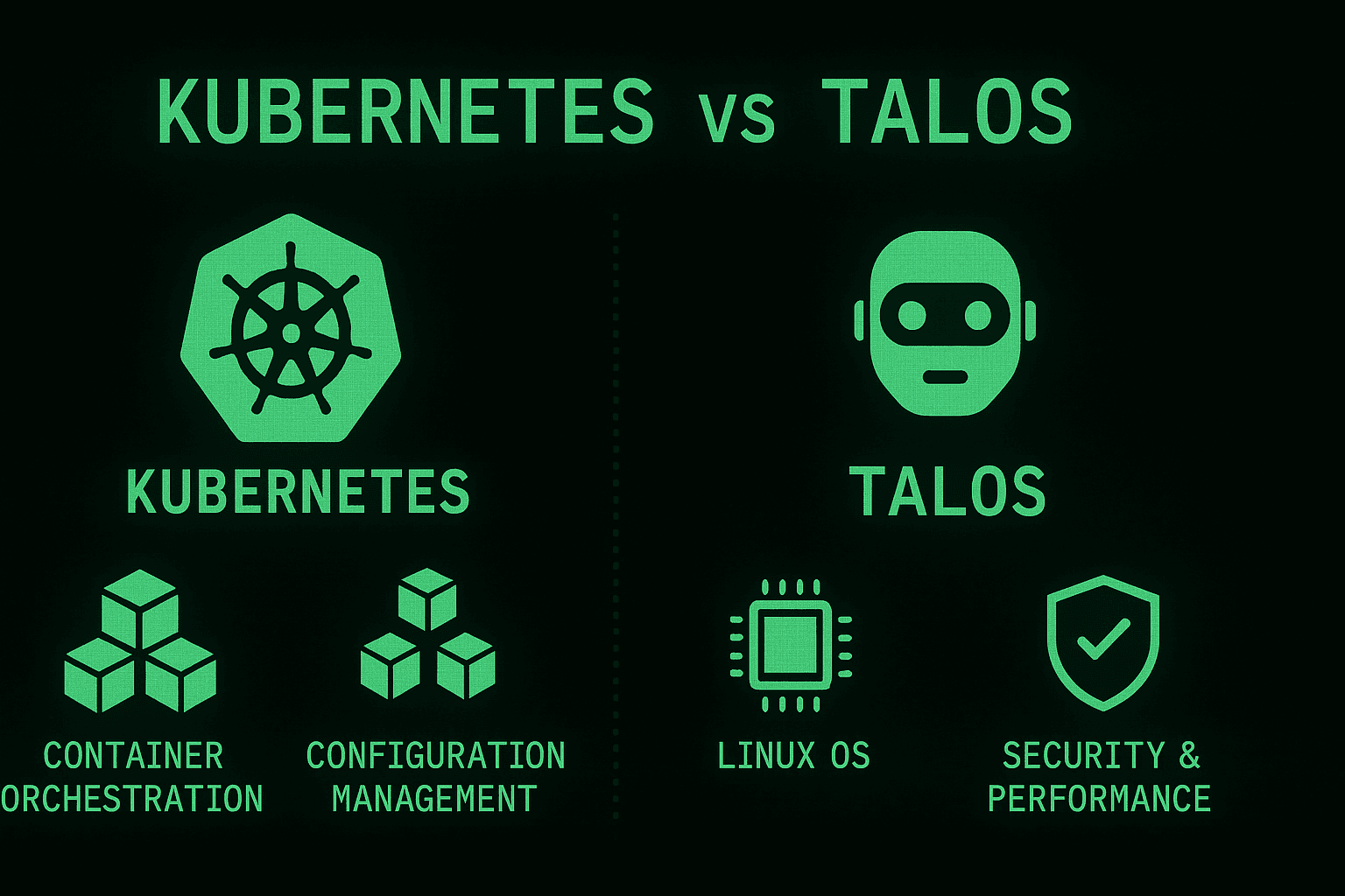 Kubernetes vs Talos infographics