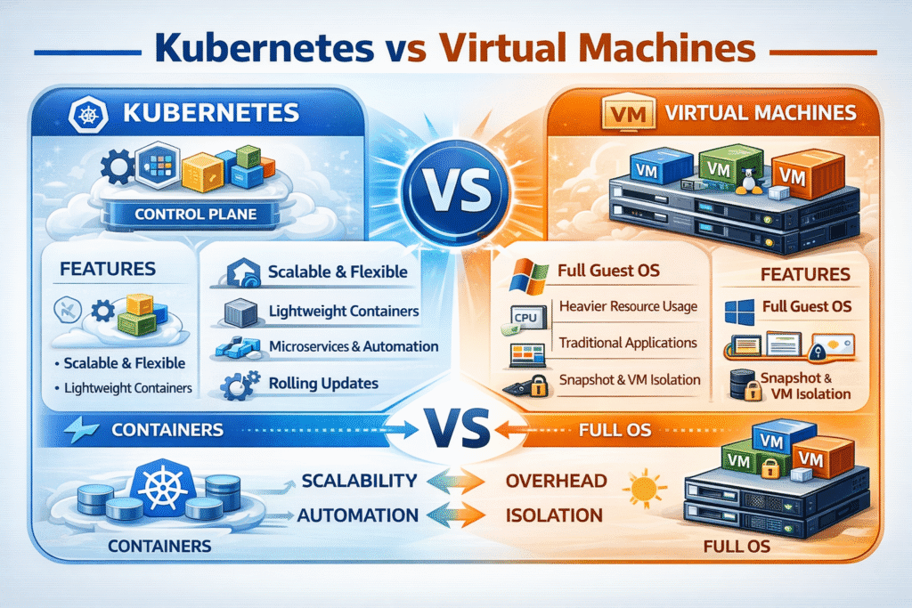 Kubernetes vs Virtual Machines infographics