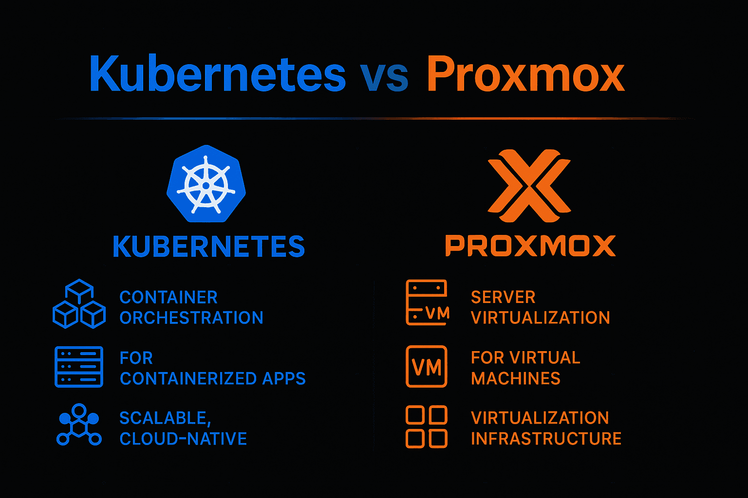Kubernetes vs Proxmox infographics