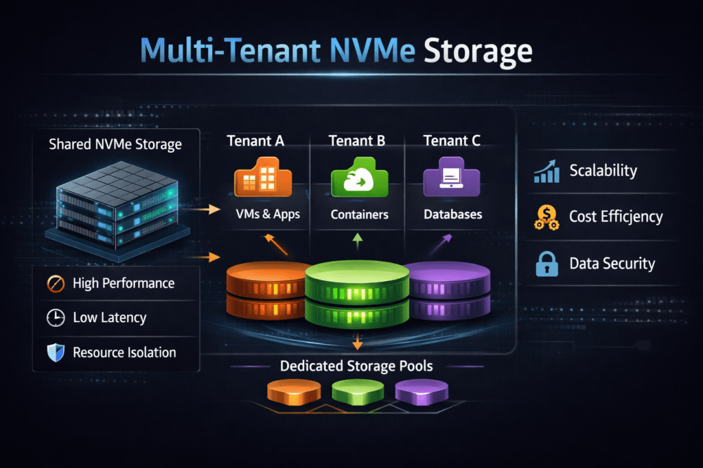 Multi-Tenant NVMe Storage infographic