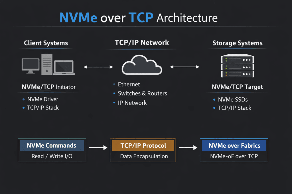 NVMe over TCP Architecture infographic