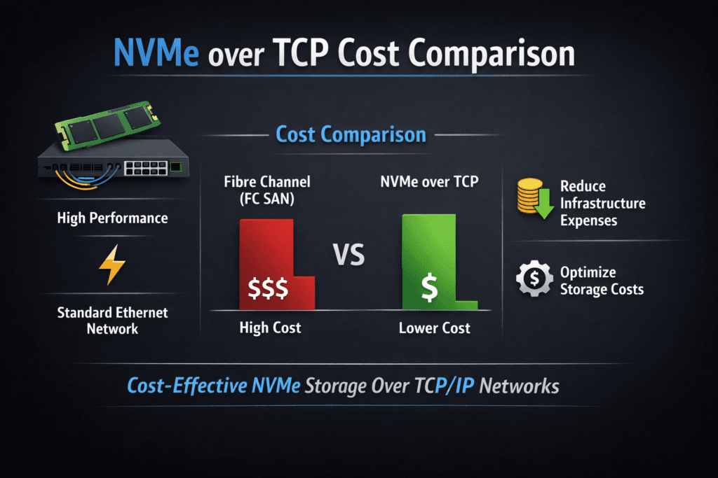 NVMe over TCP Cost Comparison infographic