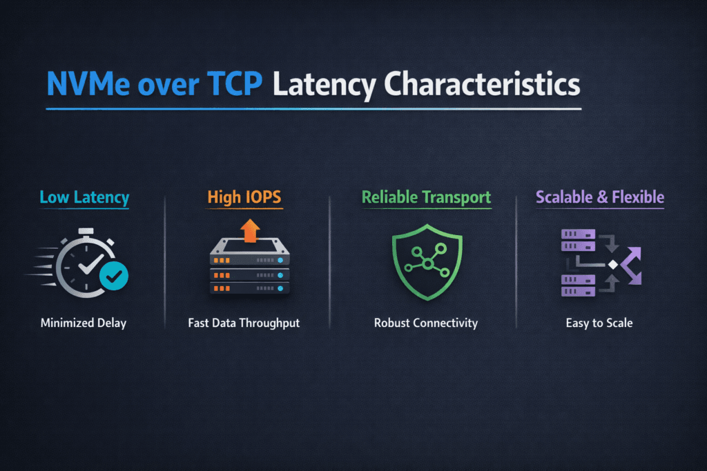 NVMe over TCP Latency Characteristics infographic