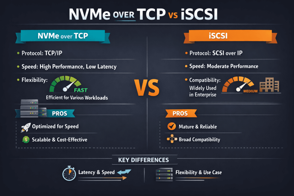 NVMe over TCP vs iSCSI infographic