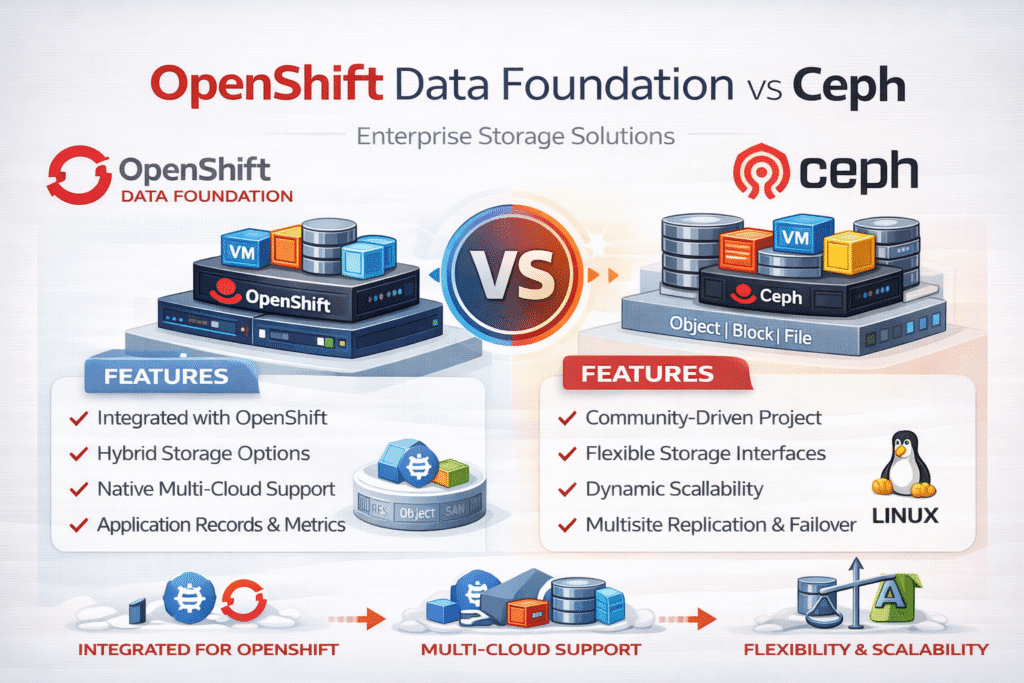 OpenShift Data Foundation vs Ceph infographics