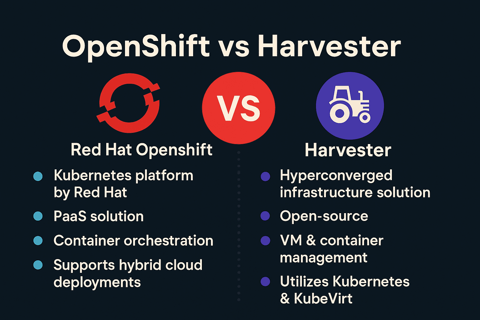 OpenShift vs Harvester infographics