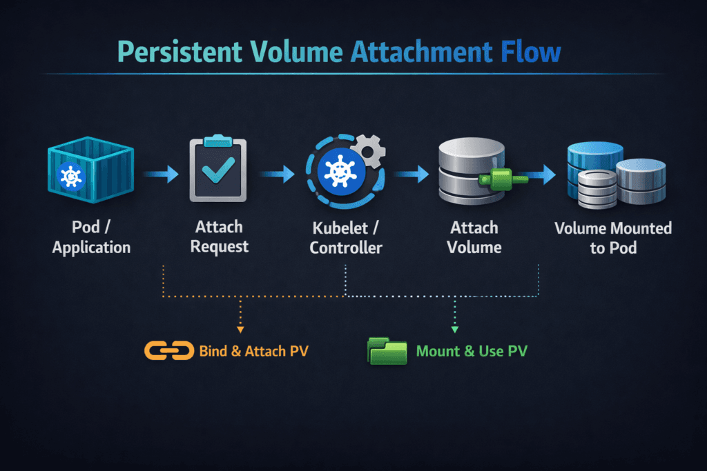 Persistent Volume Attachment Flow infographic