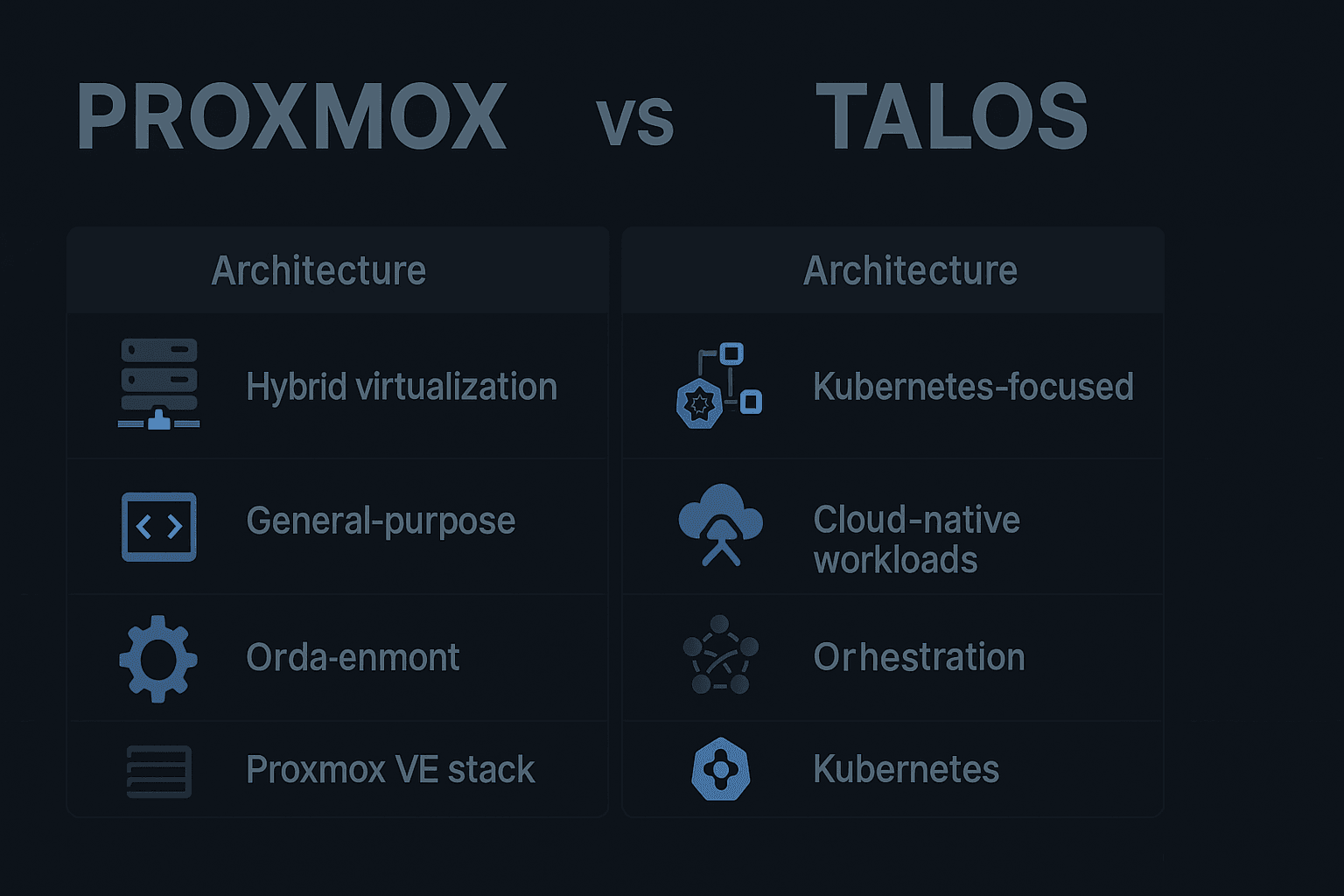 Proxmox vs Talos infographics