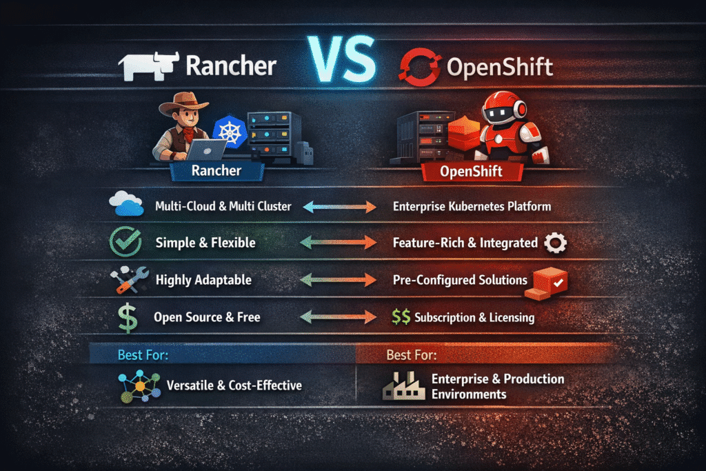 Rancher vs OpenShift infographic
