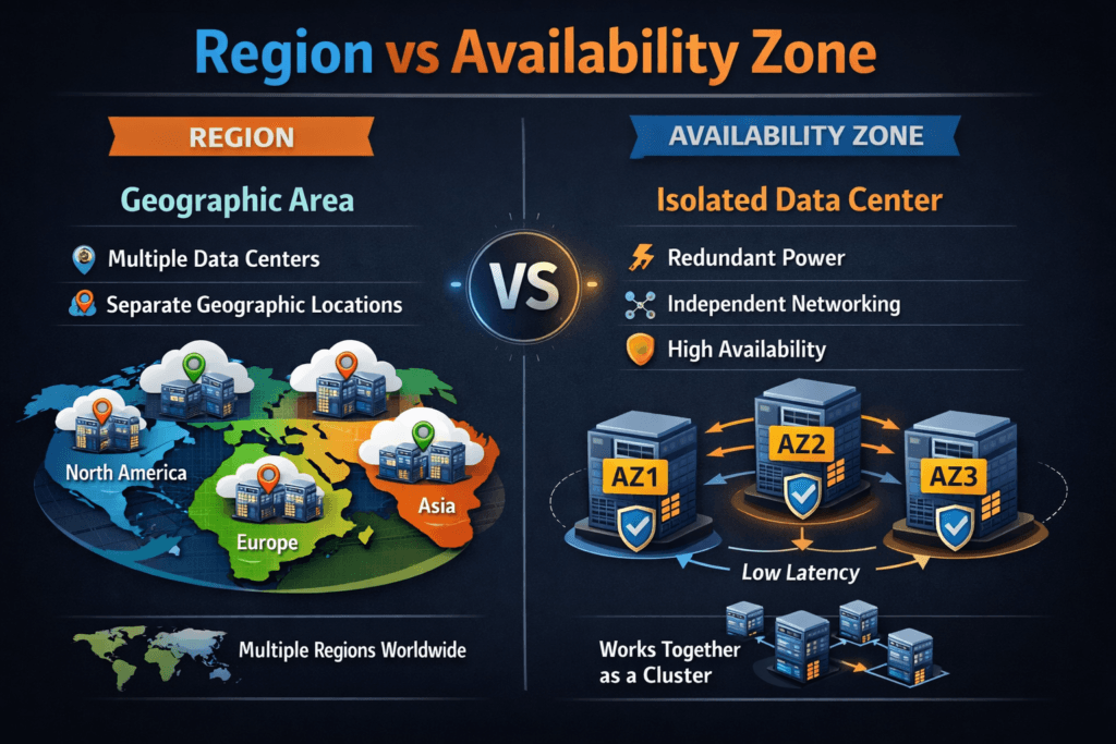 Region vs Availability Zone infographic