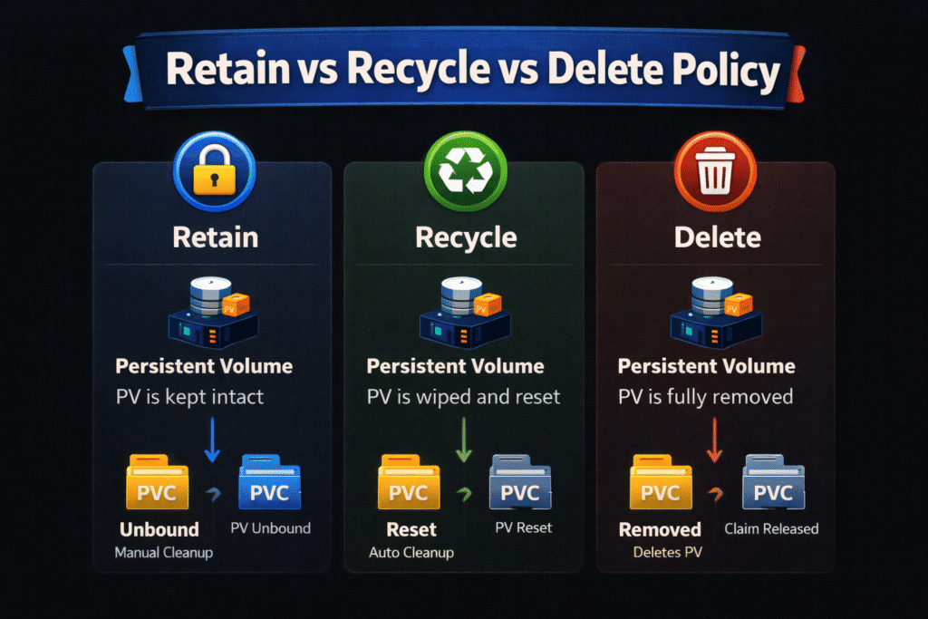 Retain vs Recycle vs Delete Policy infographic