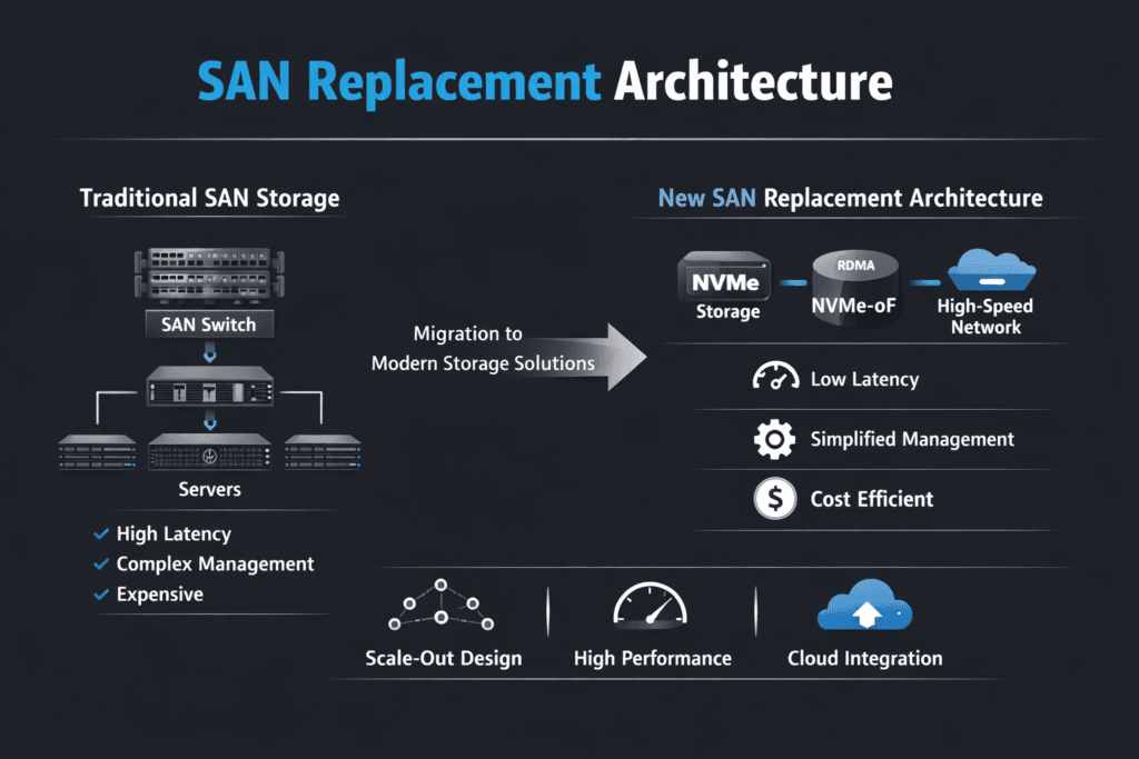 SAN Replacement Architecture infographic