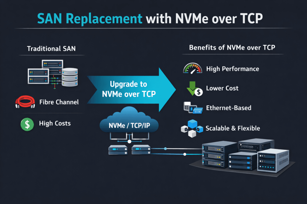 SAN Replacement with NVMe over TCP infographic