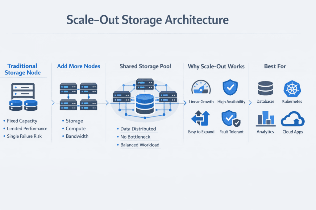 Scale-Out Storage Architecture infographic