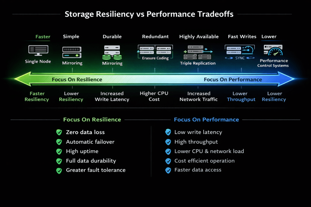 Storage Resiliency vs Performance Tradeoffs infographic
