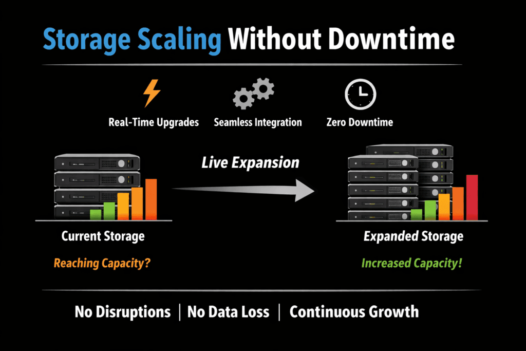 Storage Scaling Without Downtime infographic