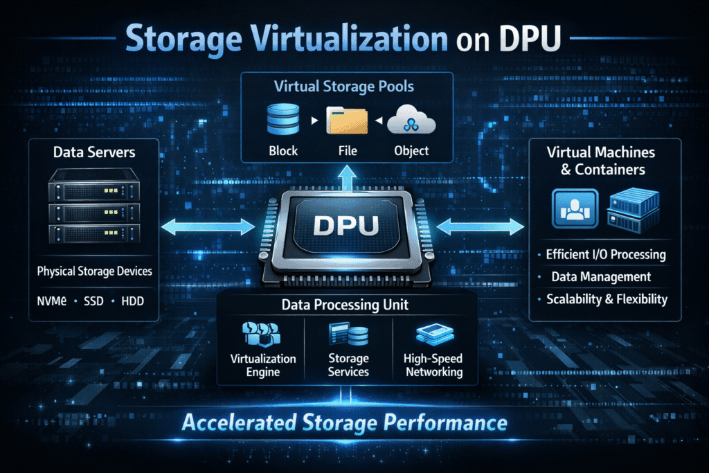 Storage virtualization on DPU infographics