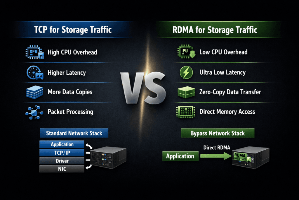 TCP vs RDMA for Storage Traffic infographic