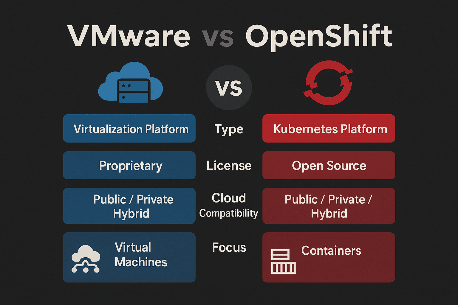 VMware vs OpenShift infographics