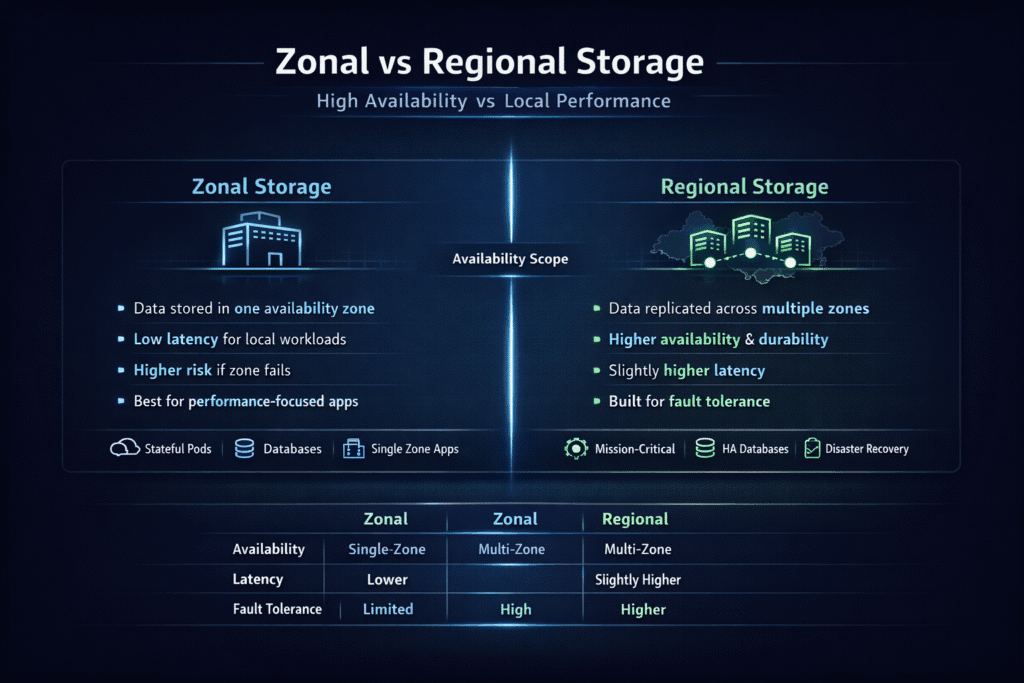 Zonal vs Regional Storage infographics