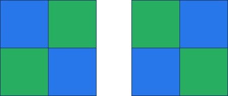 Both variations of the 4-pixel, 2-color diagonal lines